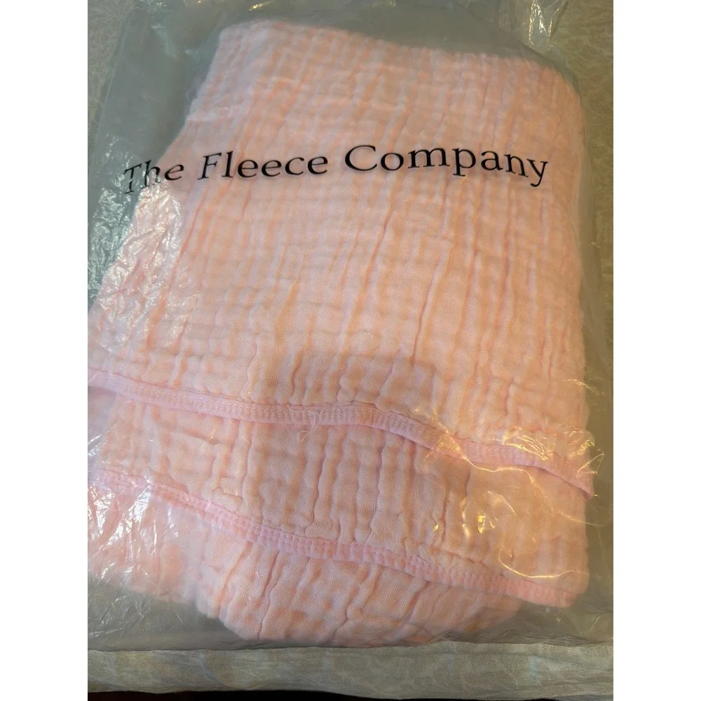 The Fleece Company Winter Muslin Blanket 100% Cotton Pink Full Size 130x150cm
